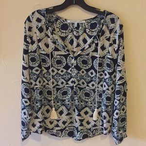 Blue flowy dress with tassels